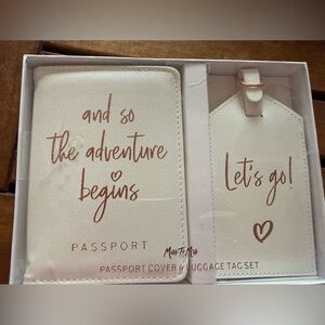 Mr & Mrs Passport Cover & Luggage Tag Travel Set Honeymoon Gift NIB